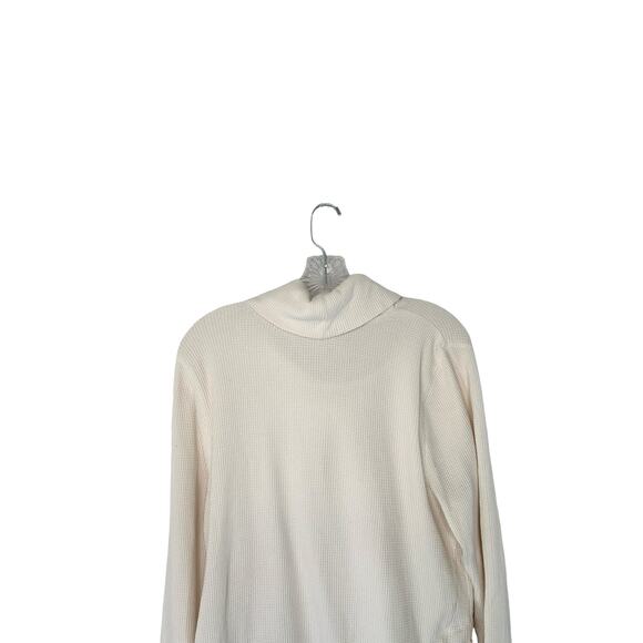 J. Jill Basic Relaxed Casual Ivory Waffle Knit Cowl Neck Long Sleeve Top Size XL - Picture 9 of 13